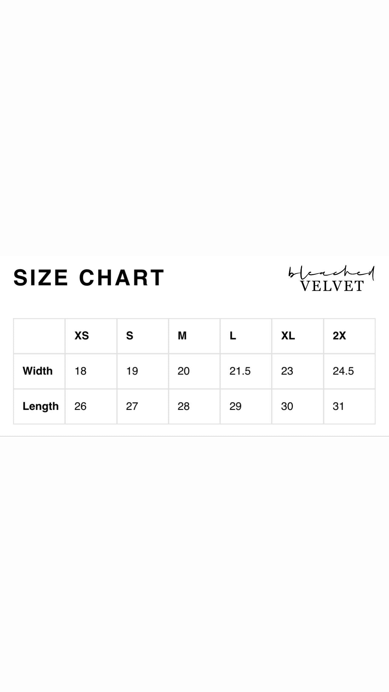 Size chart & Return policy